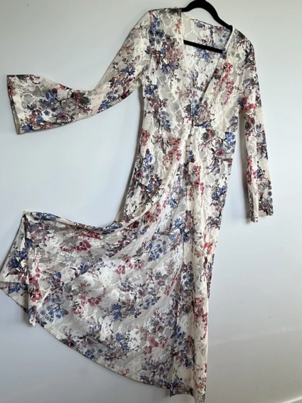 EN CRÈME Floral Lace Midi Duster Cardigan Coverup - Picture 12 of 12